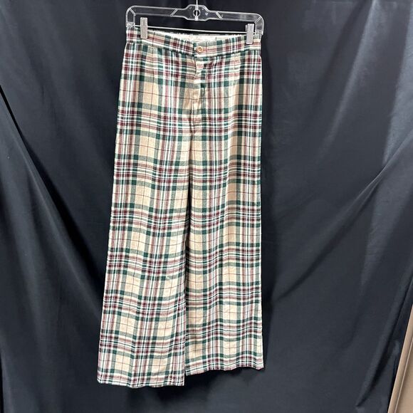 Sears JR Bazaar Vtg 1970s Plain Girls Pants Wide Leg Size 11 Beige Green Red